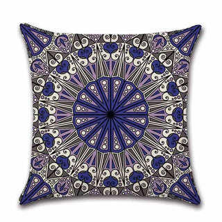 Buy blue Cushion Covers Square Decorative Pillow Covers Cotton Linen Datura Throw Pillow Covers Set of 4 Cushion Covers 18x18 inch,