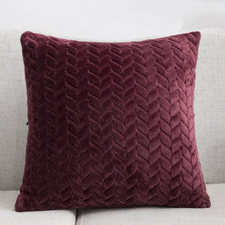 Buy wine-red Flannel Solid Color Throw Pillow Sofa Cover Cushion Cover Nordic Style Simple Style