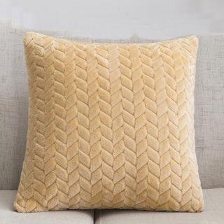 Buy khaki Flannel Solid Color Throw Pillow Sofa Cover Cushion Cover Nordic Style Simple Style