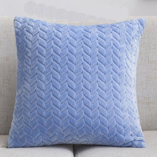 Buy sky-blue Flannel Solid Color Throw Pillow Sofa Cover Cushion Cover Nordic Style Simple Style