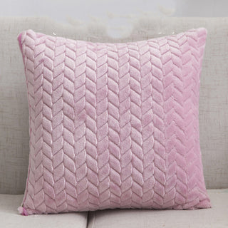 Buy pink Flannel Solid Color Throw Pillow Sofa Cover Cushion Cover Nordic Style Simple Style