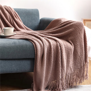 Buy khaki Warm Air Conditioning Blanket Hotel Bed End Towel Knitted Blanket Solid Color Sofa Cover Blanket Blanket