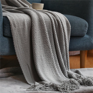 Buy grey Warm Air Conditioning Blanket Hotel Bed End Towel Knitted Blanket Solid Color Sofa Cover Blanket Blanket