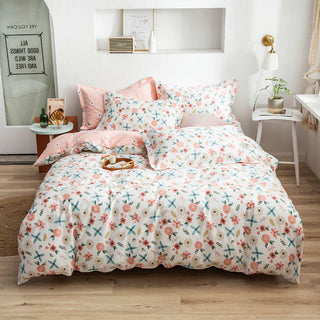 Buy beauty-in-pink-rice Pure Cotton Bed Linen And Duvet Cover 40S Hotel Bed Linen Set