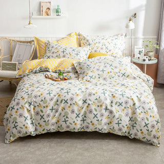 Buy beauty-in-pink-and-yellow Pure Cotton Bed Linen And Duvet Cover 40S Hotel Bed Linen Set