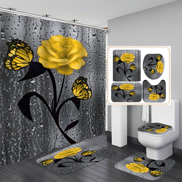 Waterproof Polyester Flower Bathroom Hotel Shower Curtain