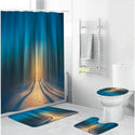 Shower Curtain Bath Mat Toilet Pad Set Anti-slip Toilet