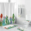 Shower Curtain Bath Mat Toilet Pad Set Anti-slip Toilet