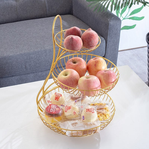 Living Room Home Double-Layer Fruit Tray Modern Creative High-End Multi-Layer Fruit Tray Small Exquisite Double-Layer Fruit Basket