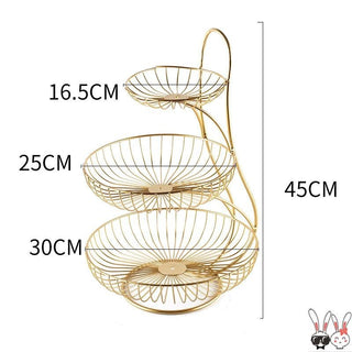 Buy gold-threelayer-backrest Living Room Home Double-Layer Fruit Tray Modern Creative High-End Multi-Layer Fruit Tray Small Exquisite Double-Layer Fruit Basket