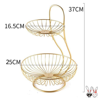 Buy twolayer-backrest-gold Living Room Home Double-Layer Fruit Tray Modern Creative High-End Multi-Layer Fruit Tray Small Exquisite Double-Layer Fruit Basket