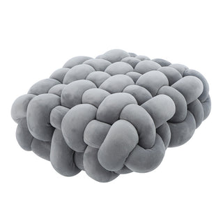 Buy light-grey Creative Home Woven Square Plush Cushion