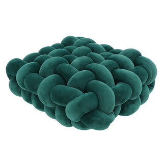 Buy dark-green Creative Home Woven Square Plush Cushion