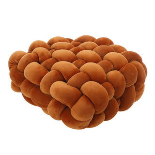 Buy caramel-colour Creative Home Woven Square Plush Cushion