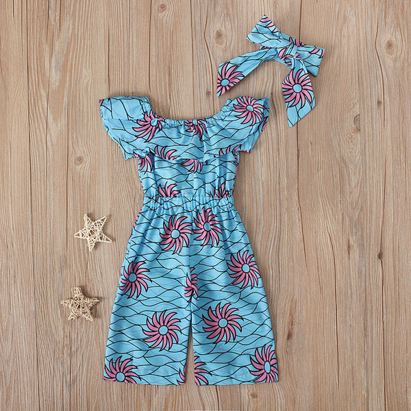 Toddler Girls Outfit 2 Piece Jumpsuit and Headband African Style Outfit 3-18 Months