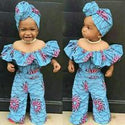 Toddler Girls Outfit 2 Piece Jumpsuit and Headband African Style Outfit 3-18 Months