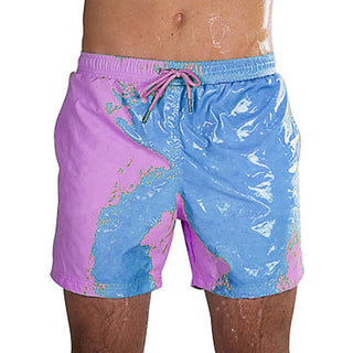 Buy blue-purple Men Magical Color Change Beach Shorts