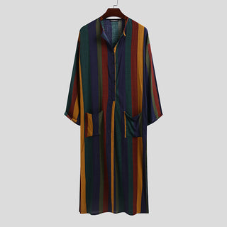 Arab Striped Printed Muslim Men's Robe