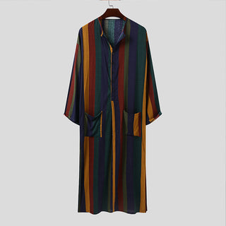 Buy yellow Arab Striped Printed Muslim Men&#39;s Robe