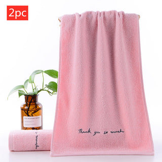 Buy bright-pink Absorbent Couple Towel Cotton Adult Face Wash Towel