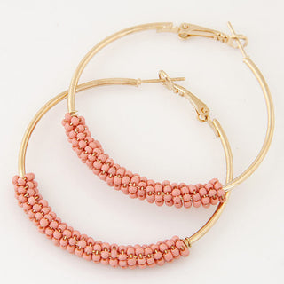 Ethnic Style Metal Wild Simple Rice Beads Beaded Temperament Earrings