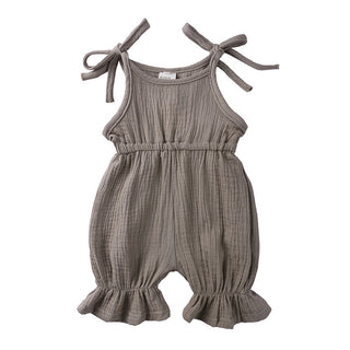 Buy grey New Arrivals Newborn Toddler Baby Girls Sleeveless Solid Romper Jumpsuit Outfit