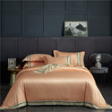 Four-piece Set Of Washed Silk Satin Striped Sheets, Solid Color Ice Silk Jane Ou Silk Slippery Bed Linen