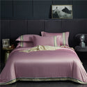 Four-piece Set Of Washed Silk Satin Striped Sheets, Solid Color Ice Silk Jane Ou Silk Slippery Bed Linen