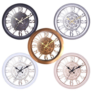 Buy powder European Retro Wall Clock Home Round Clock 11 Inch Living Room Clock Creative Wall Clock Quartz Clock