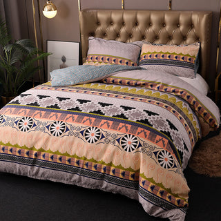 Buy khaki Bedding Set Bohemian Ethnic Style Three-piece Set