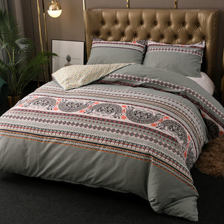 Buy grey Bedding Set Bohemian Ethnic Style Three-piece Set