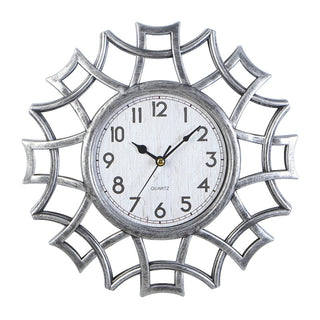 Buy silver 10 Inch Retro Wall Clock Nordic Round Living Room Clock Fashion Wall Clock