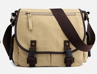 Buy khaki Men's Canvas Shoulder Bags Casual Men's Bags Messenger Bags Multifunctional Bags