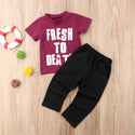 Summer Baby Boy Short Sleeve Top T-shirt Pants Trousers 1-6Y