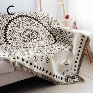 Cotton Hemp Woven Thread Blanket Sofa Towel Beach Towel Thin Blanket