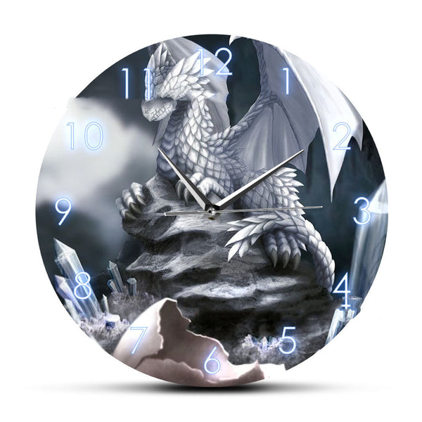 Dinosaur Wall Clock Newborn Hatching Ice Dragon Clock Home Living Room Decoration Wall Clock