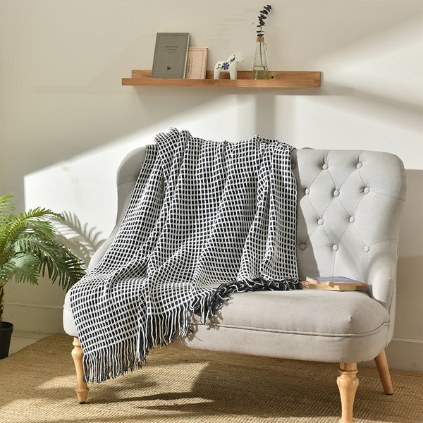 Simple Tassel Woolen Blanket American Hotel Sofa Blanket