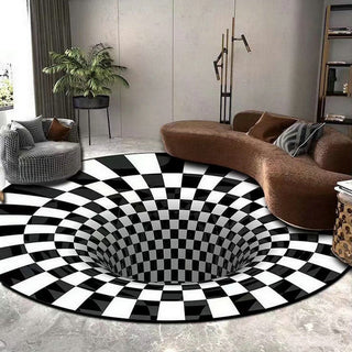 Black And White Stereo Vision Circular Carpet Living Room Coffee Table Sofa Blanket