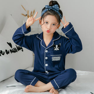 Buy blue-dog-head Children&#39;s Clothing Girls Cute Printing Long-sleeved Home Wear, Big Children&#39;s Thin Cotton Pajamas Set