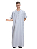 Men's Muslim Arab Short-sleeved Solid Color Robe