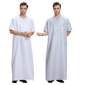 Men's Muslim Arab Short-sleeved Solid Color Robe