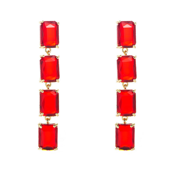 Versatile Design Long Alloy Rhinestone Earrings