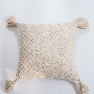 Buy beige Chenille knitted quilted pillowcase