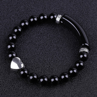 Buy black-agate-peach-heart Fashion Striped Red Agate Heart Bracelet Women