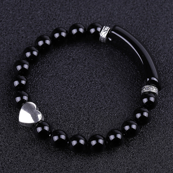 Fashion Striped Red Agate Heart Bracelet Women