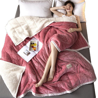 Buy red Fleece Blankets And Throws Thick Warm Winter Blankets Home Super Soft Duvet Luxury Solid Blankets On Twin Bedding