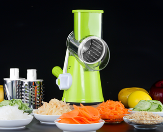 Buy green Manual Kitchen Accessories Multifunctional Round Mandoline Potato Slicer Vegetable Cutter Slicer Cheese Kitchen Gadgets