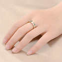 Fashionable All-match Titanium Steel Frosted Two-tone Ring