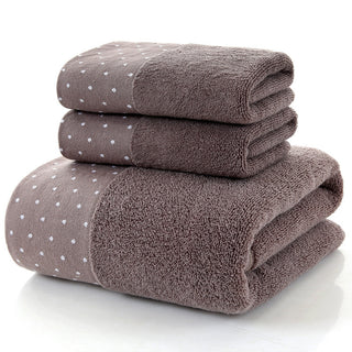 Buy brown-circular-dots Cotton Three-piece Towel Veneer Cloth Thickened Hotel Bath Towel Embroidery