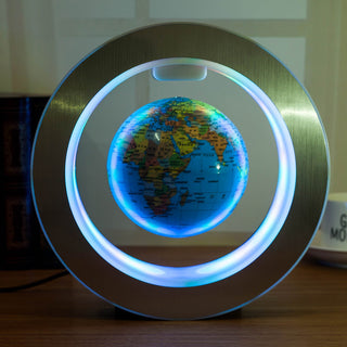 Buy sky-blue Round LED World Map Floating Globe Magnetic Levitation Light Anti Gravity Magic